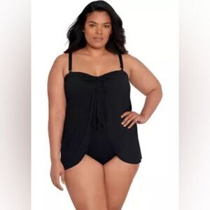 NWT Lauren Ralph Lauren | Black Plus Size Flyaway One Piece Swimsuit 18W